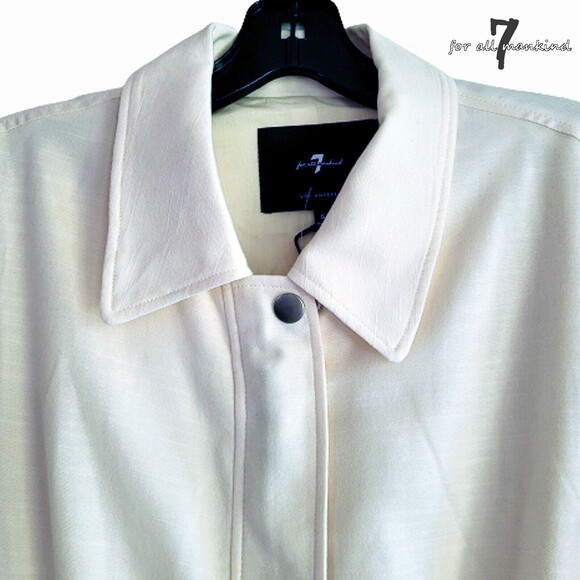 7 for ALL MANKIND NEW Romantic Eyelet Sleeves Zip Flap Pocket Bomber Jacket S - Picture 6 of 12